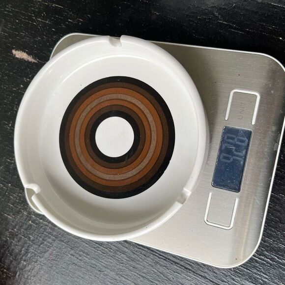 Vintage 70s Ceramic Ashtray 5" Brown Concentric Circle Mod Design - Picture 11 of 11